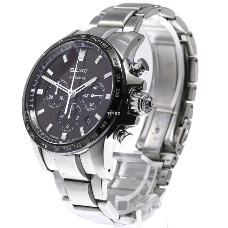 Seiko,Mechanical 46mm,46mm,Stainless Steel,Red,Automatic,Chronograph,Day,SAGK005