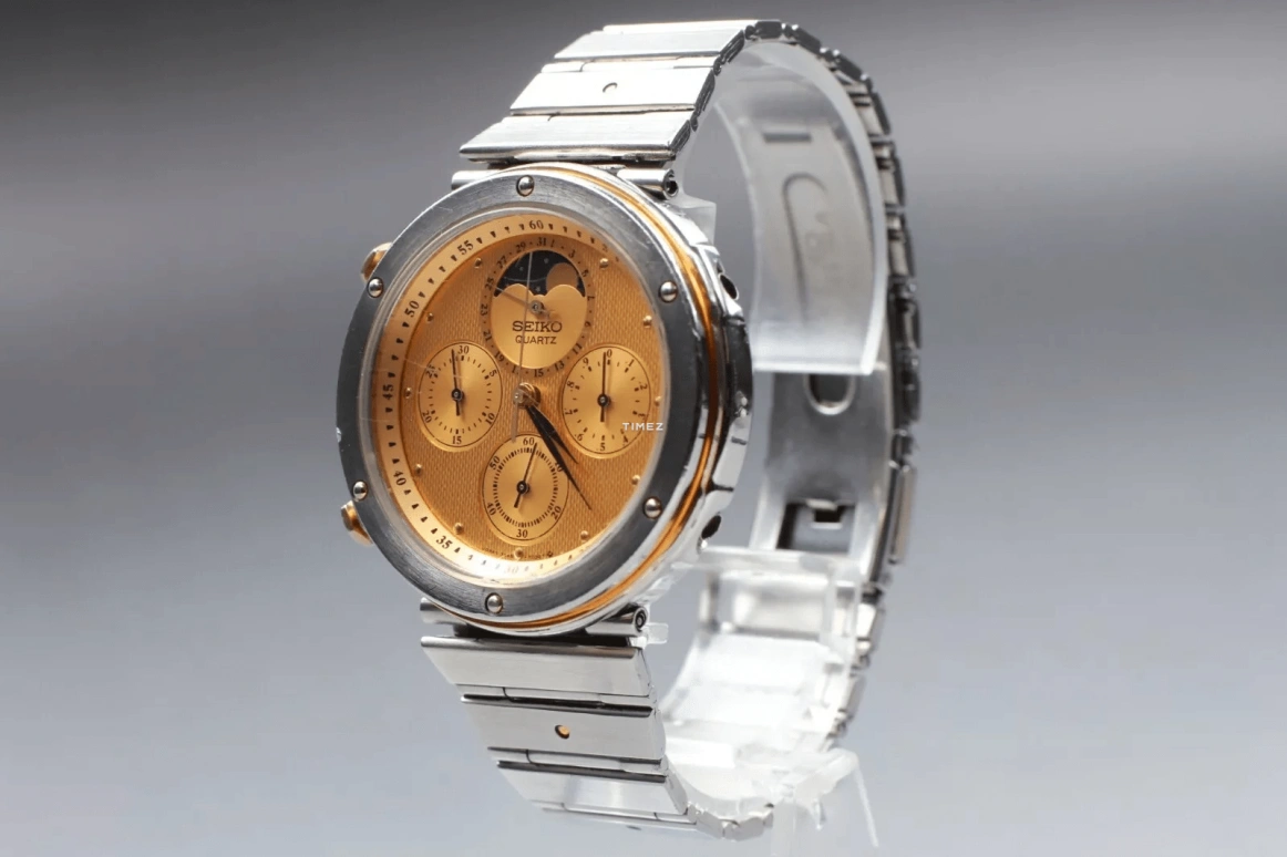 Seiko,Recraft 39mm,39mm,Stainless Steel,Champagne,Quartz,Chronograph,Moonphase,Day,7A48,7A48-7010