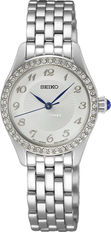Seiko,women 26mm,26mm,Stainless Steel,White,Quartz,In-house Caliber,Hardlex,SUR385