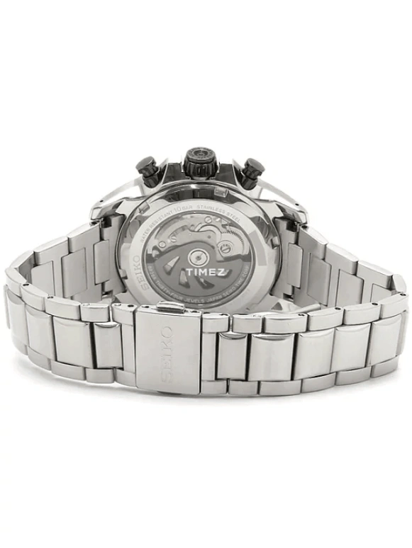 Seiko,Mechanical 43mm,43mm,Stainless Steel,White,Automatic,Chronograph,Day,SAEK009