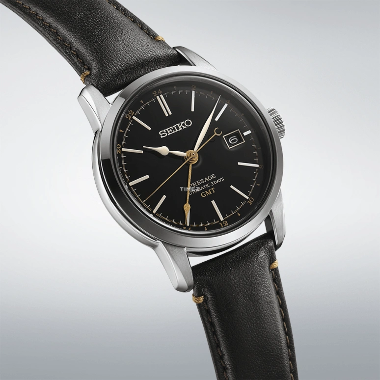 Seiko,Presage 40.20mm,40.20mm,Stainless Steel,Black,Automatic,Day,Dule Time,SPB447J1