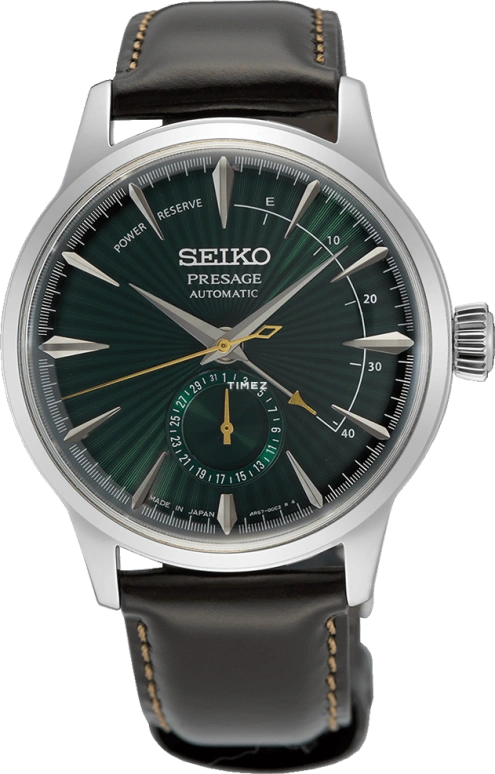 Seiko,Presage 40.50mm,40.50mm,Stainless Steel,Green,Automatic,Day,Power Reserve Indicator,SSA459J1