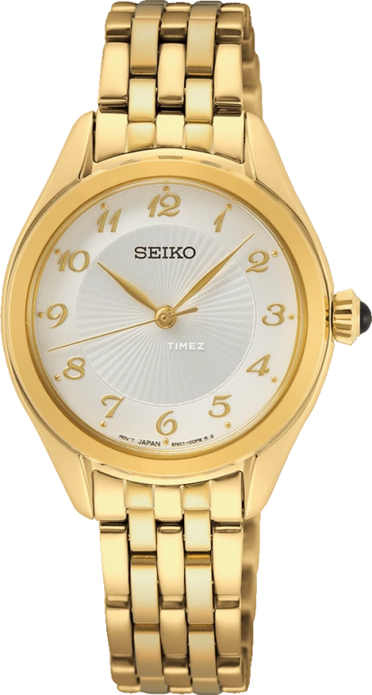 Seiko,women 29mm,29mm,Stainless Steel,White,Quartz,In-house Caliber,Hardlex,SUR384