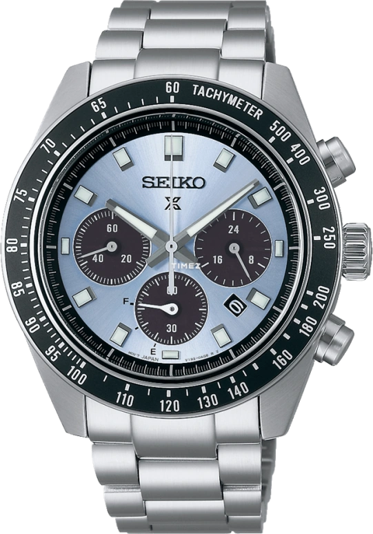 Seiko,Prospex 41.40mm,41.40mm,Stainless Steel,Blue,Quartz,Chronograph,Day,Power Reserve Indicator,SSC935