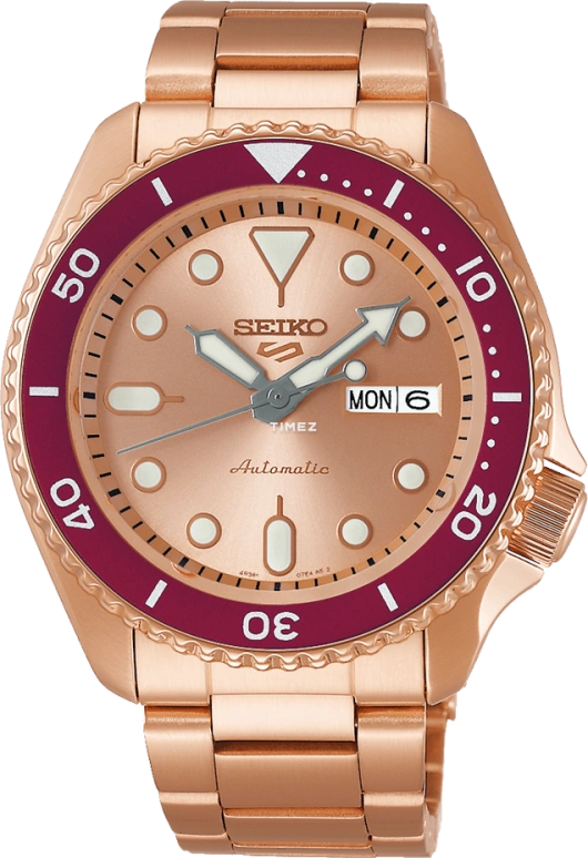 Seiko,5 Sports 42.50mm,42.50mm,Stainless Steel,Rose Gold,Automatic,Date,Day,SRPK08