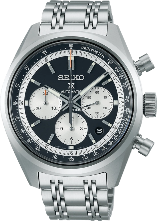 Seiko,Prospex 42mm,42mm,Stainless Steel,Black,White,Automatic,Chronograph,Day,SRQ049J1