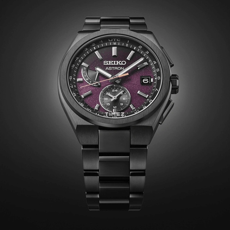 Seiko,Astron 41.30mm,41.30mm,Titanium,Black,Purple,Quartz,Date,Day,World Time,Retrograde,In-house Caliber,Sapphire,SBXY089