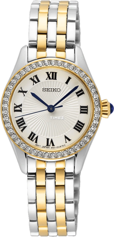 Seiko,women 26mm,26mm,Stainless Steel,White,Quartz,In-house Caliber,Round,SUR336