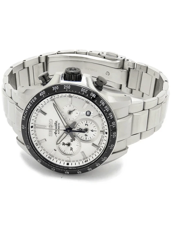 Seiko,Mechanical 43mm,43mm,Stainless Steel,White,Automatic,Chronograph,Day,SAEK009