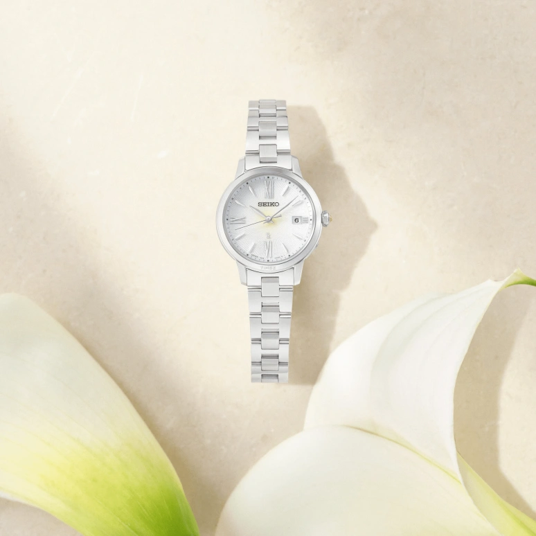 Seiko,Lukia 27.50mm,27.50mm,Stainless Steel,Silver,White,Quartz,Perpetual Calendar,Day,SSVW205