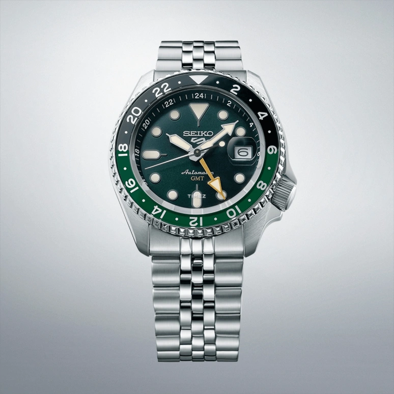 Seiko,5 Sports 42.50mm,42.50mm,Stainless Steel,Dark Green,Automatic,Day,Dule Time,SBSC019