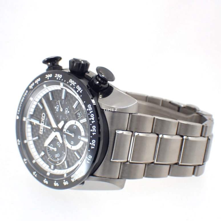 Seiko,Mechanical 46mm,46mm,Stainless Steel,Black,Automatic,Chronograph,Day,SAEK005