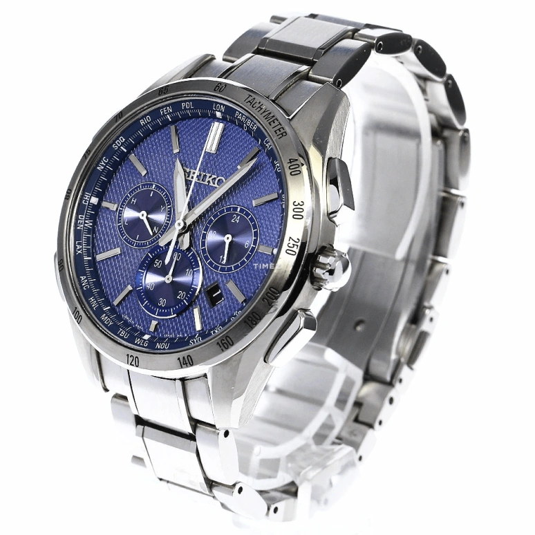Seiko,Quartz 50x43.60mm,50x43.60mm,Stainless Steel,Blue,Quartz,Perpetual Calendar,Day,World Time,SAGA191