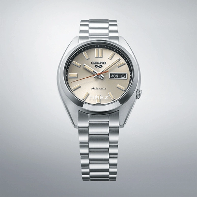 Seiko,5 Sports 37.40mm,37.40mm,Stainless Steel,Cream,Automatic,Date,Day,Anti-magnetic,SBSA257