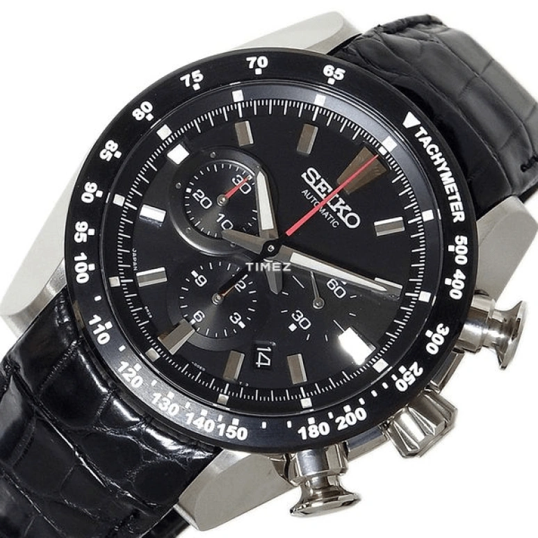 Seiko,Mechanical 46mm,46mm,Stainless Steel,Black,Automatic,Chronograph,Day,SAEK003