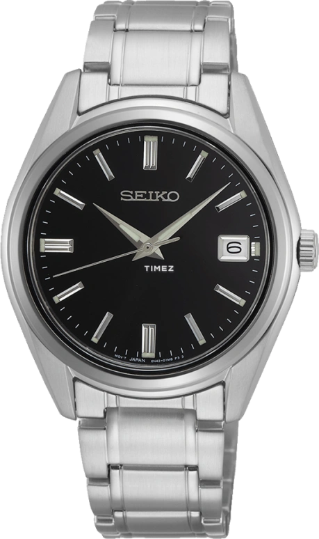 Seiko,men 36mm,36mm,Stainless Steel,Black,Quartz,Day,In-house Caliber,SUR319