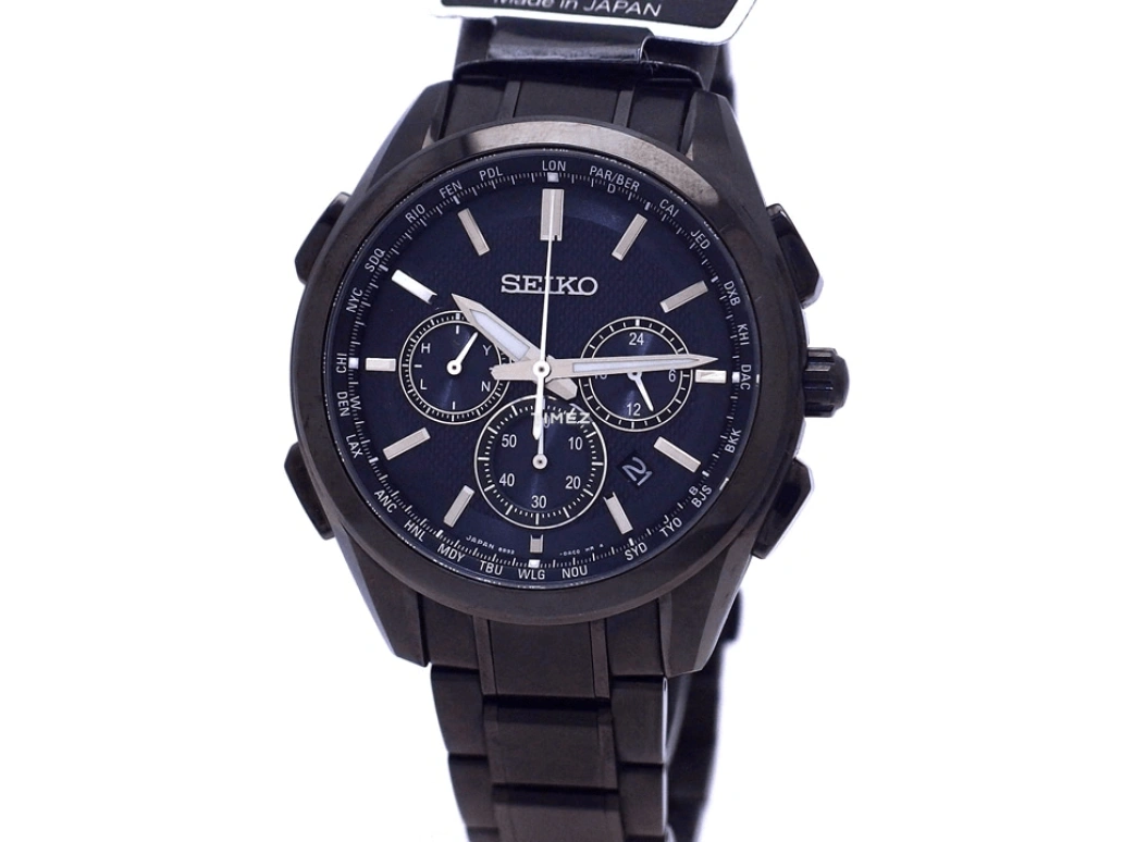 Seiko,Quartz 50x43.60mm,50x43.60mm,Titanium,Black,Quartz,Day,World Time,SAGA201