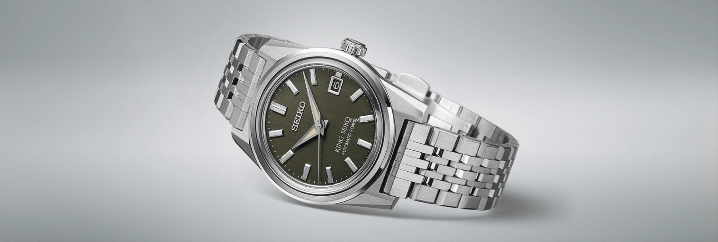Seiko,King Seiko 38.30mm,38.30mm,Stainless Steel,Olive Green,Automatic,Day,Anti-magnetic,SDKS025