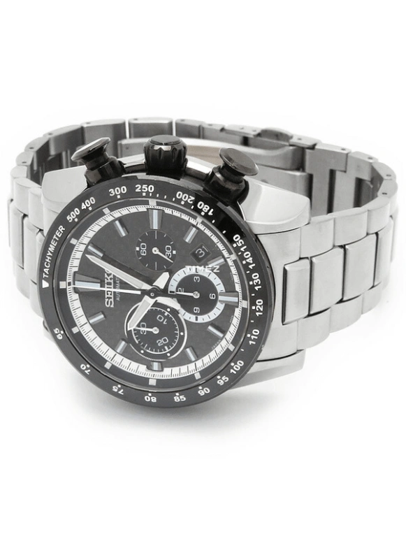 Seiko,Mechanical 46mm,46mm,Stainless Steel,Black,Automatic,Chronograph,Day,SAEK005