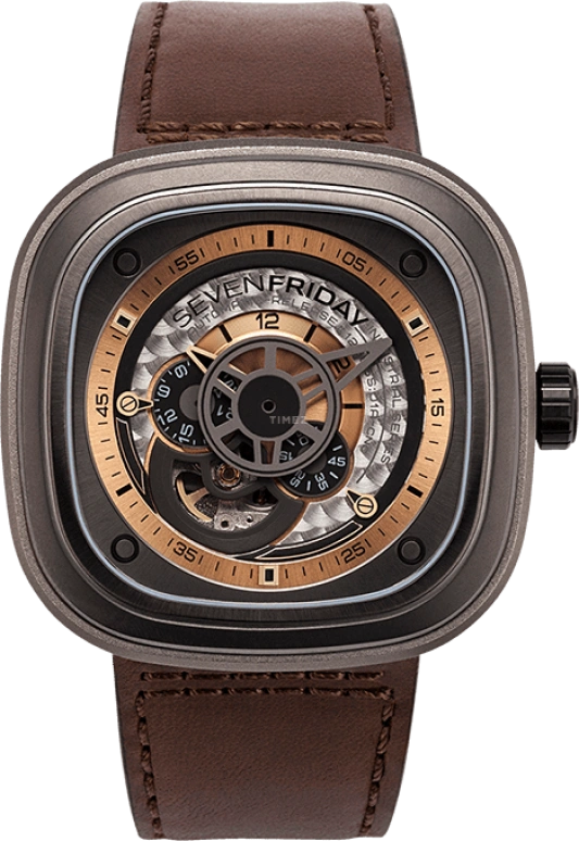 SevenFriday,P-Series 47mm,47mm,Stainless Steel,Grey,Automatic,40hours,Mineral,P2,P2/01
