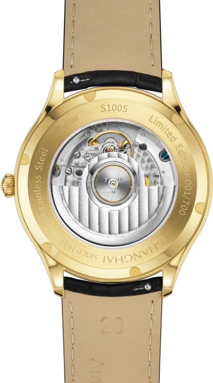 Shanghai,Artistic 40mm,40mm,Stainless Steel,Black,Gold,Automatic,42hours,Sapphire,Crystal Glass,S1005,S1005.1412.021.08