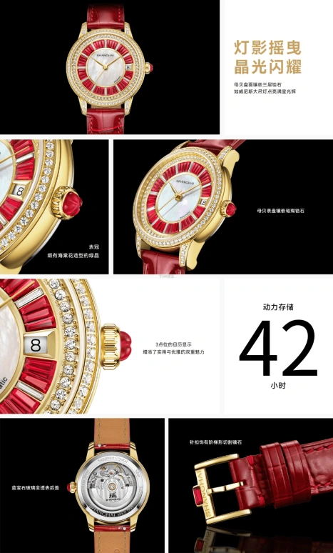 Shanghai,Moderne 36mm,36mm,Stainless Steel,White,Red,Automatic,Day,42hours,S2251,S2251.1814.101.09