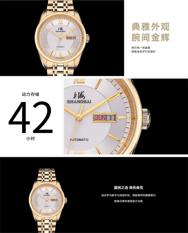 Shanghai,Memoir 40mm,40mm,Stainless Steel,Silver White,Automatic,Date,Day,21RE,21RE-308-8205-GDGD