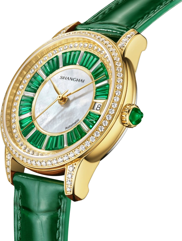 Shanghai,Moderne 36mm,36mm,Stainless Steel,White,Green,Automatic,Day,42hours,S2251,S2251.1816.101.09