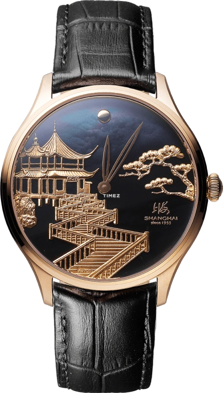Shanghai,Artistic 40mm,40mm,Stainless Steel,Stainless Steel,Black,Gold,Automatic,Sapphire,Yellow Gold,21AT,21AT-Y-SW30-BKGD