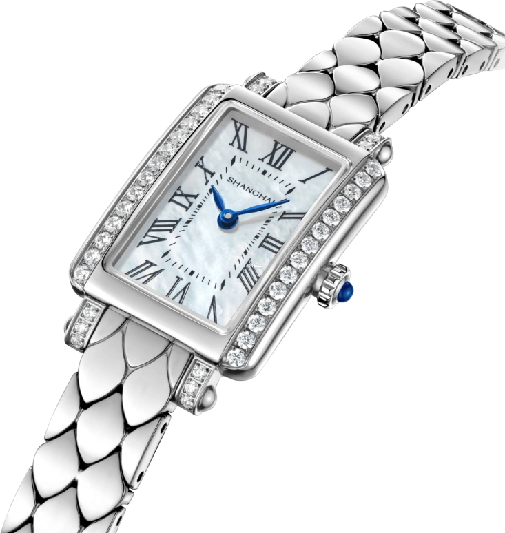 Shanghai,Moderne 21.50x27.50mm,21.50x27.50mm,Stainless Steel,Silver White,Quartz,Sapphire,Glass,Rectangular,S2601,S2601.0011.064.09