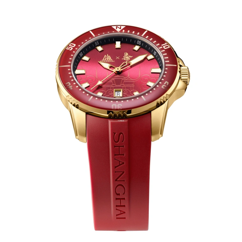 Shanghai,THE BUND 43.60mm,43.60mm,Stainless Steel,Stainless Steel,Red,Automatic,Day,42hours,22FB,22FB-M-ST21-RDRD