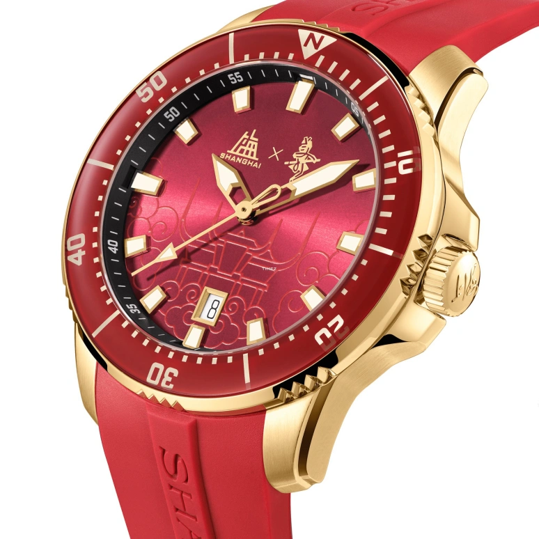 Shanghai,THE BUND 43.60mm,43.60mm,Stainless Steel,Stainless Steel,Red,Automatic,Day,42hours,22FB,22FB-M-ST21-RDRD