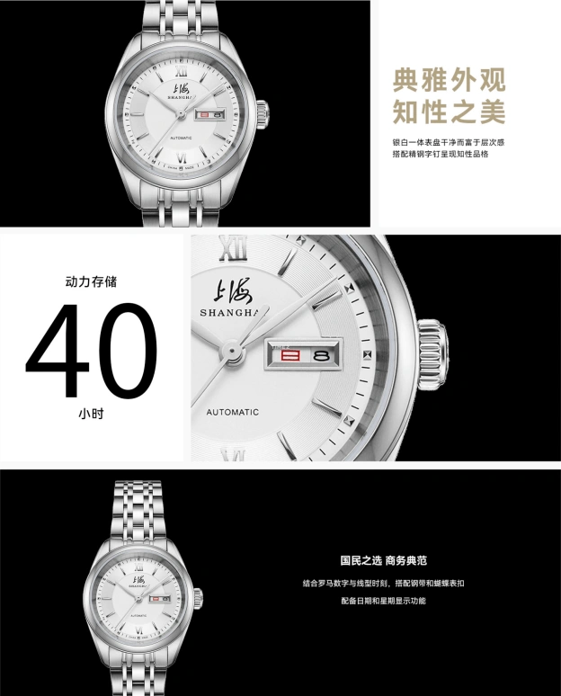 Shanghai,Memoir 29mm,29mm,Stainless Steel,Silver,Automatic,Date,Day,21RE,21RE-308-6T51-WHST