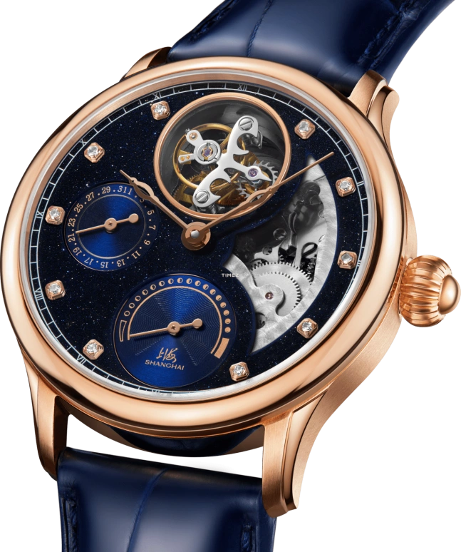 Shanghai,Artistic 42mm,42mm,Stainless Steel,Blue,Handwound,Day,Power Reserve Indicator,Tourbillon,S1300,S1300.7027.122.18