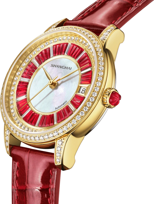 Shanghai,Moderne 36mm,36mm,Stainless Steel,White,Red,Automatic,Day,42hours,S2251,S2251.1814.101.09