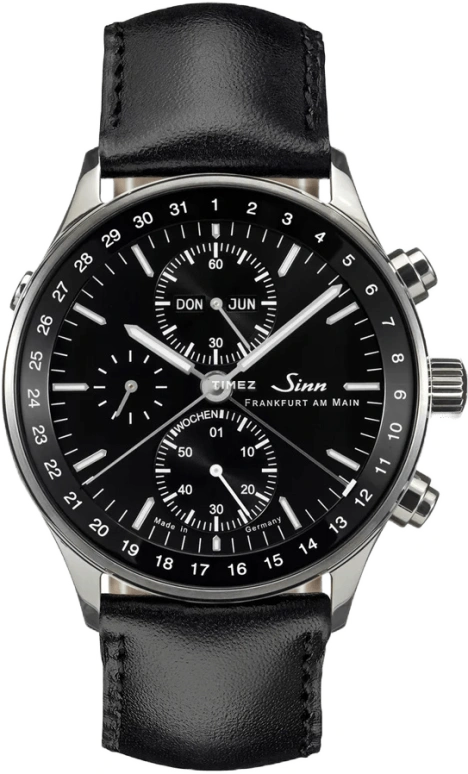 Sinn,Frankfurt Financial District 38.50mm,38.50mm,Stainless Steel,Black,Automatic,Chronograph,Month,Date,Day,42hours,In-house Caliber,6052,6052.010