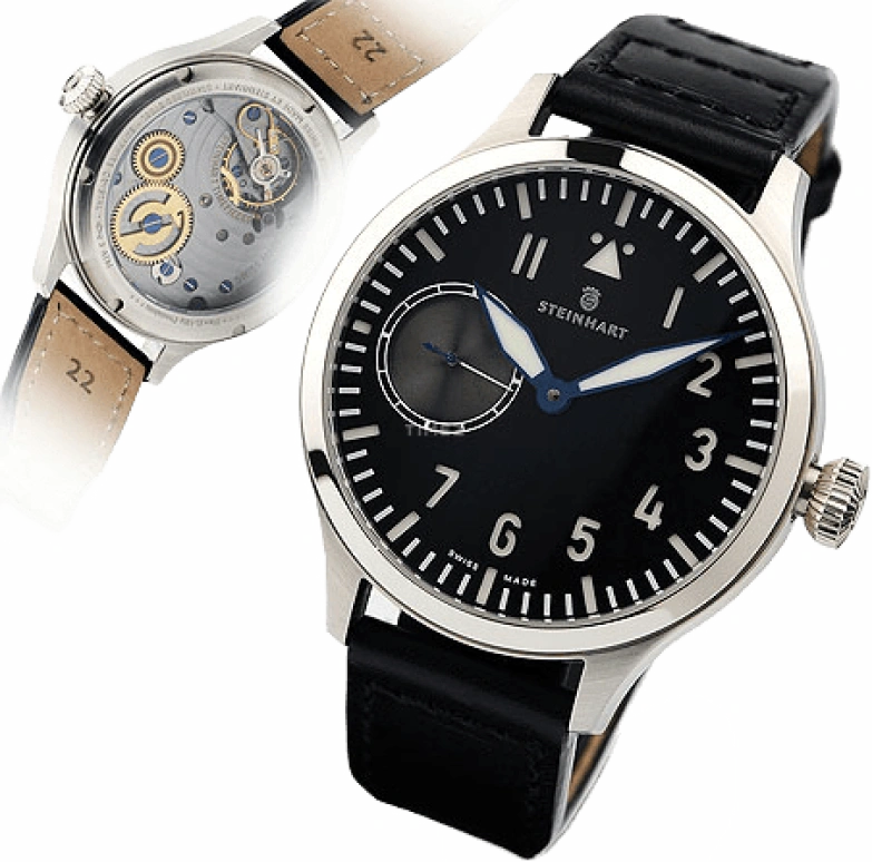 Steinhart,Pilot 44mm,44mm,Stainless Steel,Black,Handwound,46hours,In-house Caliber,P0907