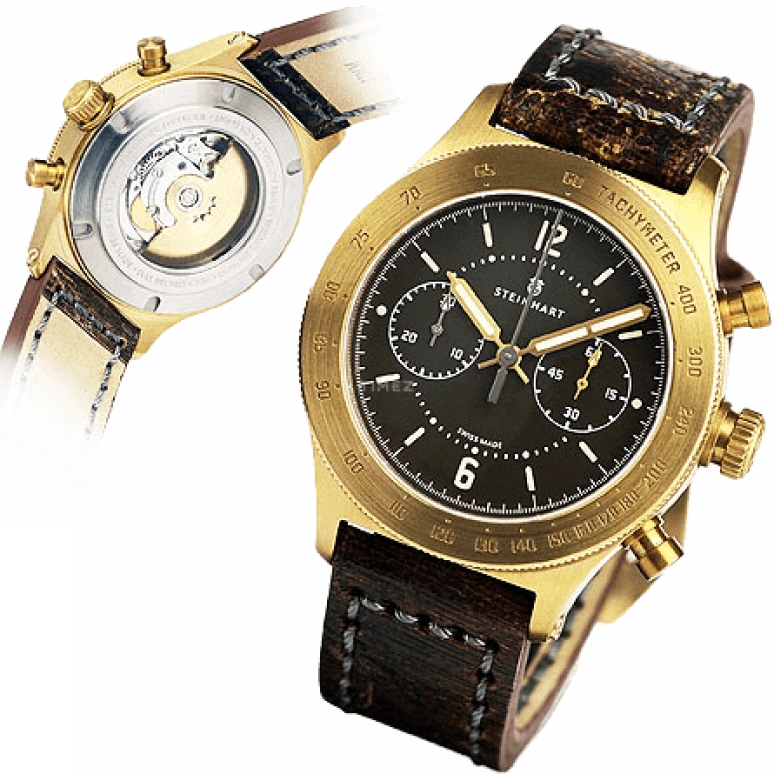 Steinhart,Marine 44mm,44mm,Bronze,Stainless Steel,Black,Automatic,Chronograph,Date,C0412