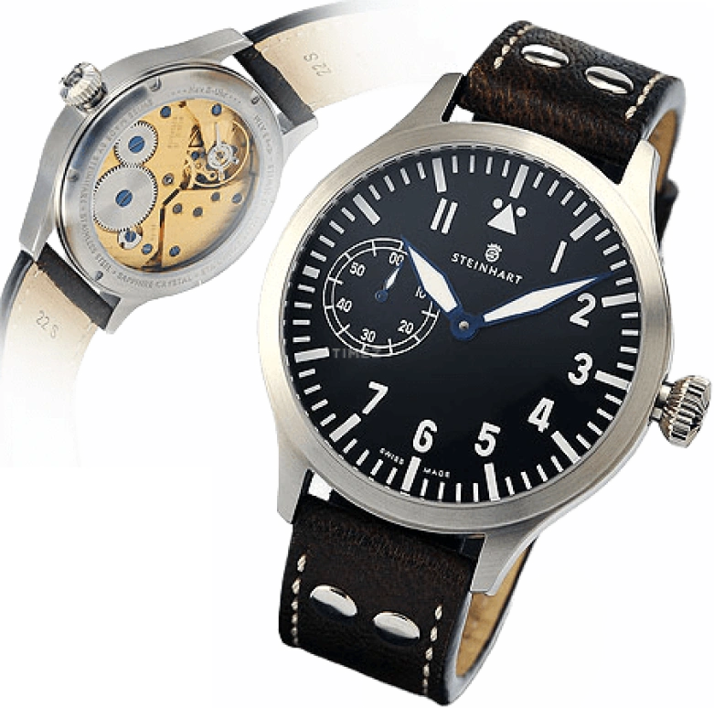Steinhart,Pilot 44mm,44mm,Stainless Steel,Black,Handwound,46hours,Sapphire,F0319