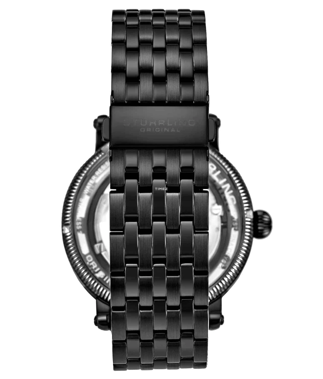Stuhrling,Legacy 48mm,48mm,Stainless Steel,Black,Silver,Automatic,Dule Time,Day / Night Indication,3922,3922.5