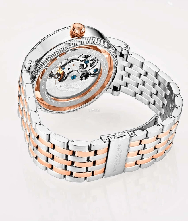 Stuhrling,Legacy 48mm,48mm,Stainless Steel,Rose Gold,Silver,Automatic,Dule Time,Day / Night Indication,3922,3922.3