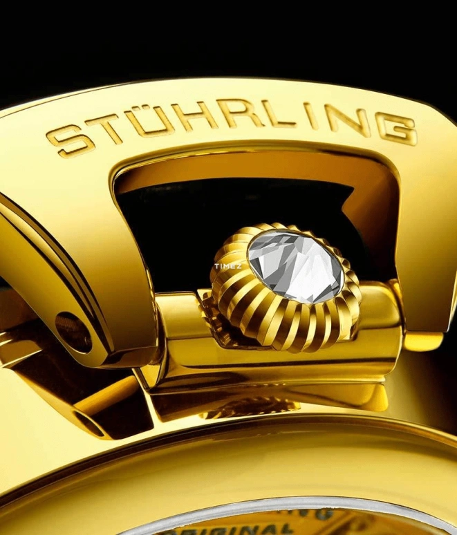 Stuhrling,Legacy 46mm,46mm,Stainless Steel,Gold,Automatic,Dule Time,Day / Night Indication,3920,3920.2