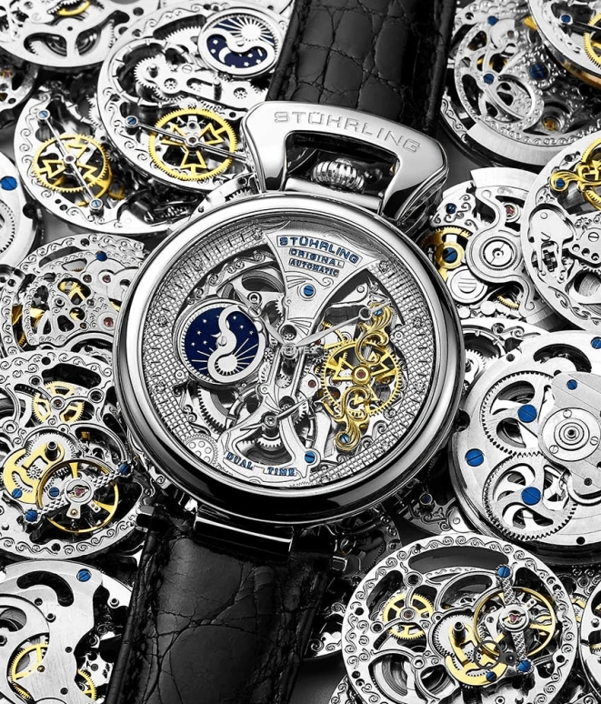 Stuhrling,Legacy 46mm,46mm,Stainless Steel,Silver,Automatic,Dule Time,Day / Night Indication,3920,3920.1