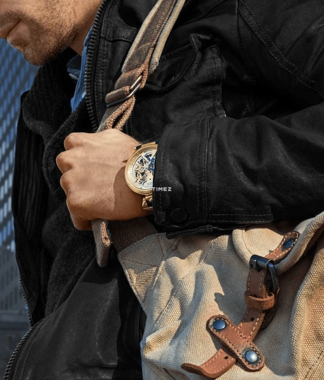 Stuhrling,Legacy 46mm,46mm,Stainless Steel,Gold,Automatic,Dule Time,Day / Night Indication,3920,3920.2