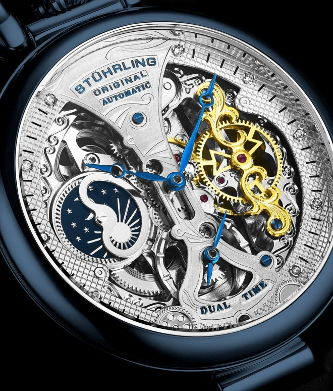 Stuhrling,Legacy 46mm,46mm,Stainless Steel,Silver,Automatic,Dule Time,Day / Night Indication,3920,3920.3