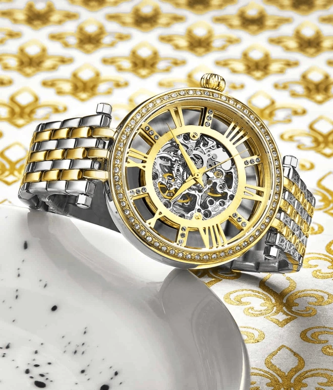 Stuhrling,Legacy 38mm,38mm,Stainless Steel,Gold,Automatic,Hardlex,Round,3944,3944.2