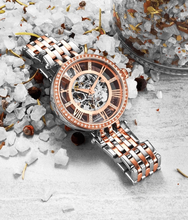 Stuhrling,Legacy 38mm,38mm,Stainless Steel,Rose Gold,Silver,Automatic,Hardlex,Round,3944,3944.3