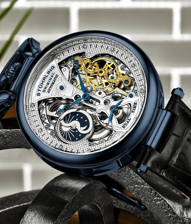 Stuhrling,Legacy 46mm,46mm,Stainless Steel,Silver,Automatic,Dule Time,Day / Night Indication,3920,3920.3
