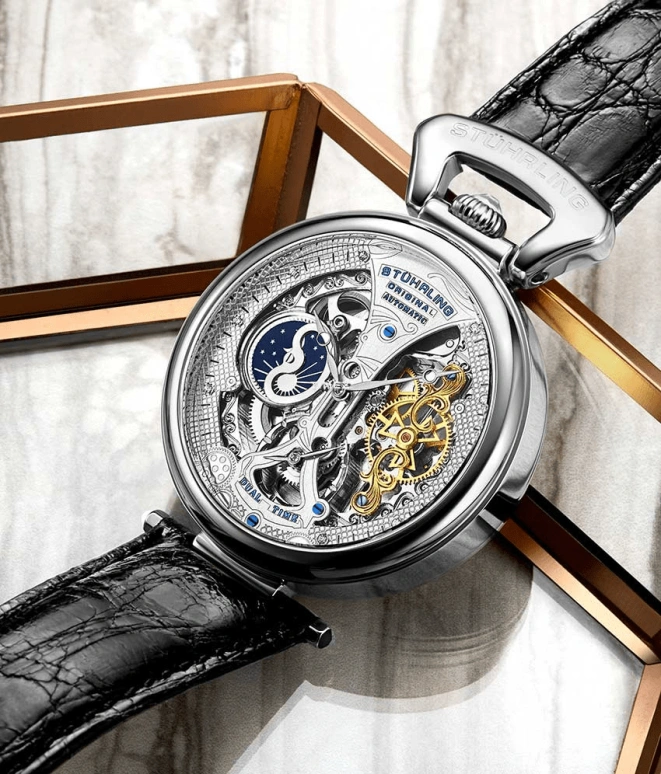 Stuhrling,Legacy 46mm,46mm,Stainless Steel,Silver,Automatic,Dule Time,Day / Night Indication,3920,3920.1