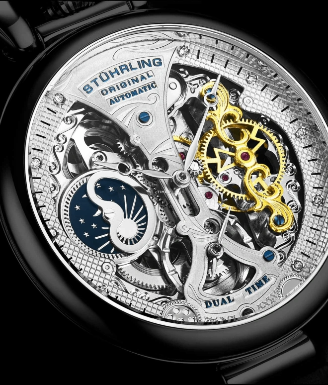 Stuhrling,Legacy 46mm,46mm,Stainless Steel,Silver,Automatic,Dule Time,Day / Night Indication,3920,3920.4